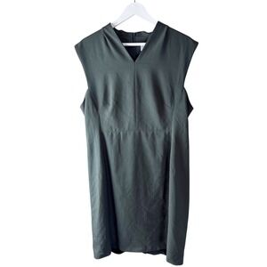 MM La Fleur Aditi Taylored Shift Dress Olive Green V Neck Sz 14 Classic Work